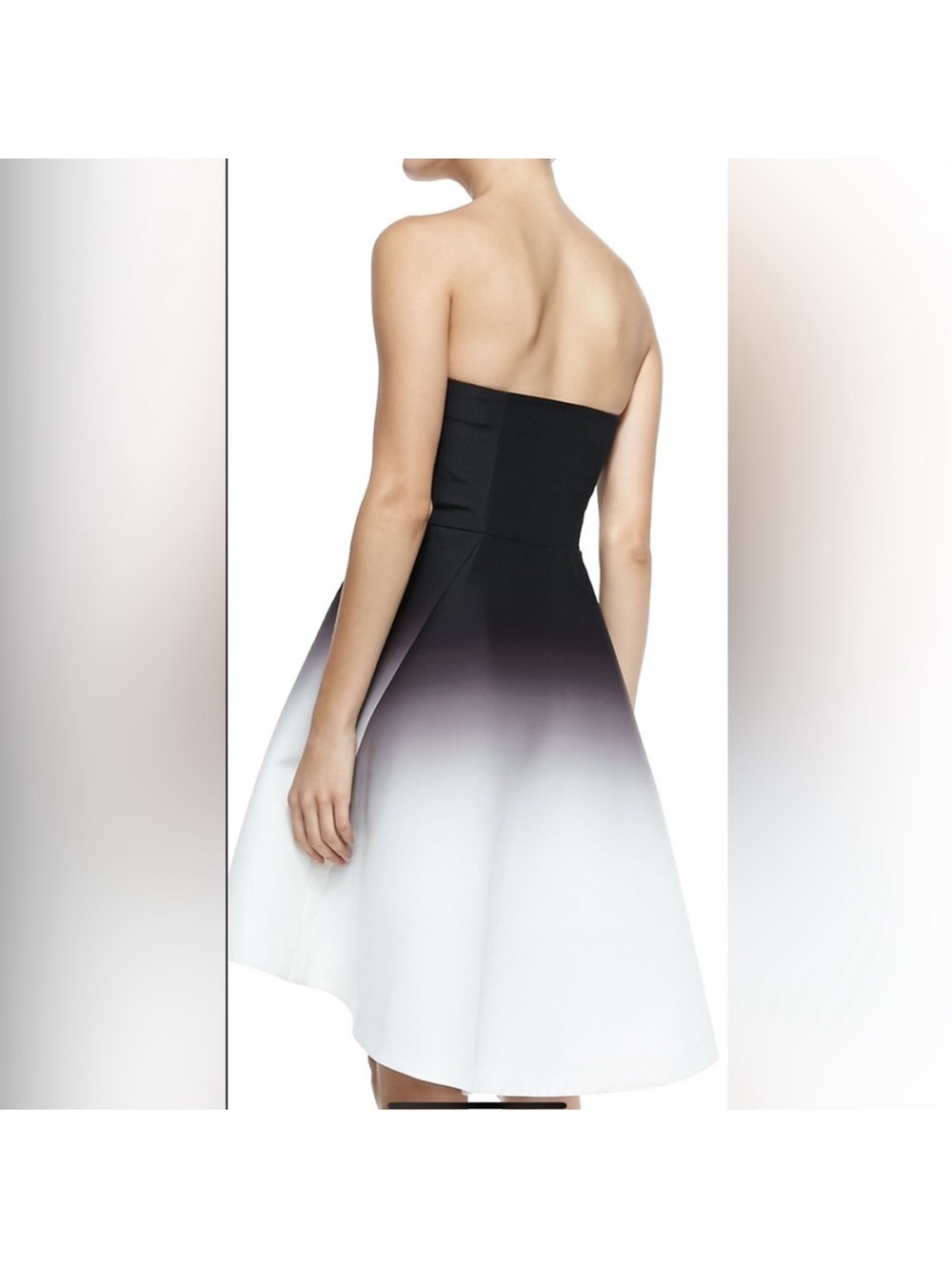 Halston Heritage Strapless Ombre Black to White A-Line Dress - Picture 2 of 4